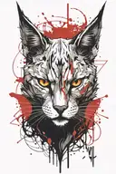 Lucifer cat with horns and fangs looking forward tattoo design idea