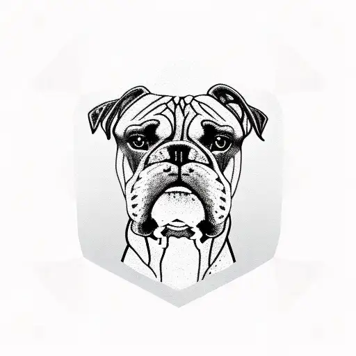 boxer dogs face on a geometric pattern as the background  tattoo design idea