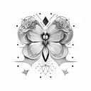 borboleta com rosa e ramos  tattoo design idea