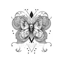 borboleta com rosa e ramos  tattoo design idea