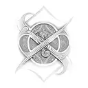 polynesian style tattoo of waves using the initial AJ EM JM tattoo design idea