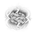 polynesian style tattoo of waves using the initial AJ EM JM tattoo design idea