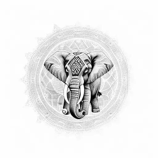 mandala with elephant tattoo design idea