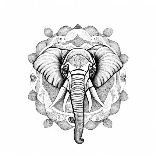 Mandala with elephant  tattoo design idea