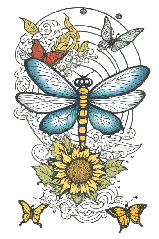 colorado flag, colorado mountains, dragon fly, dandelion, Safe & Sound, 333, Sanchez tattoo design idea
