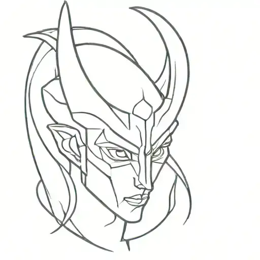 ghost with Loki horns  tattoo design idea