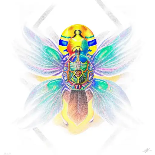 colorfull scarab tattoo design idea