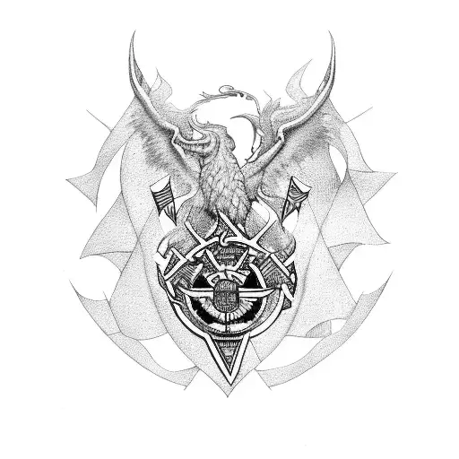 fénix with asturias flag in one wing and the basque country flag in the other one tattoo design idea