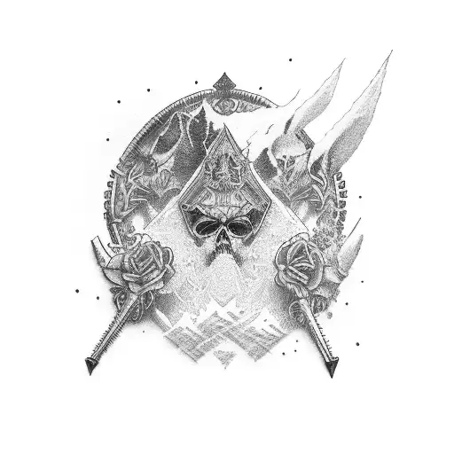 the A card and the kings card with snowboarding included  tattoo design idea