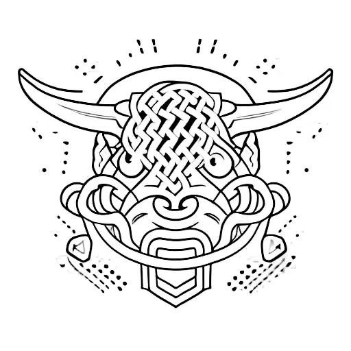 viking com um Pitbull e a árvore da vida tattoo design idea