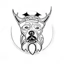 viking com um Pitbull e a árvore da vida tattoo design idea