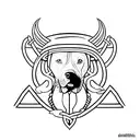viking com um Pitbull e a árvore da vida tattoo design idea