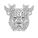 viking com um Pitbull e a árvore da vida tattoo design idea