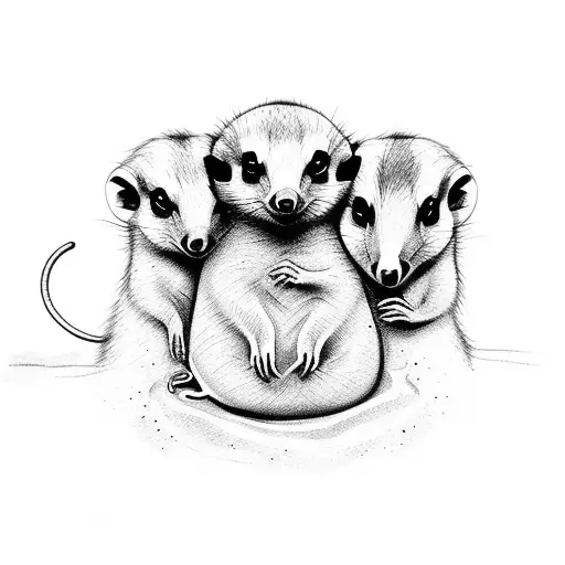 draw a mouse with a meerkat and a pig hugging tattoo design idea