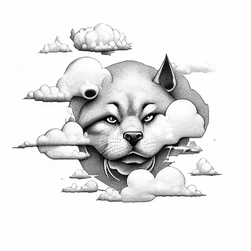 the word create with clouds behind it tattoo design idea