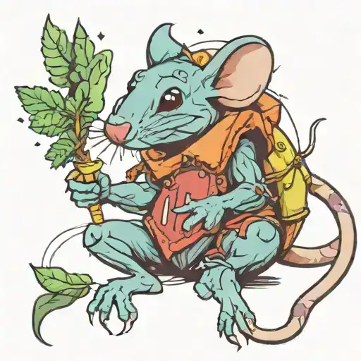 stich stoner rat smoking weed tattoo design idea