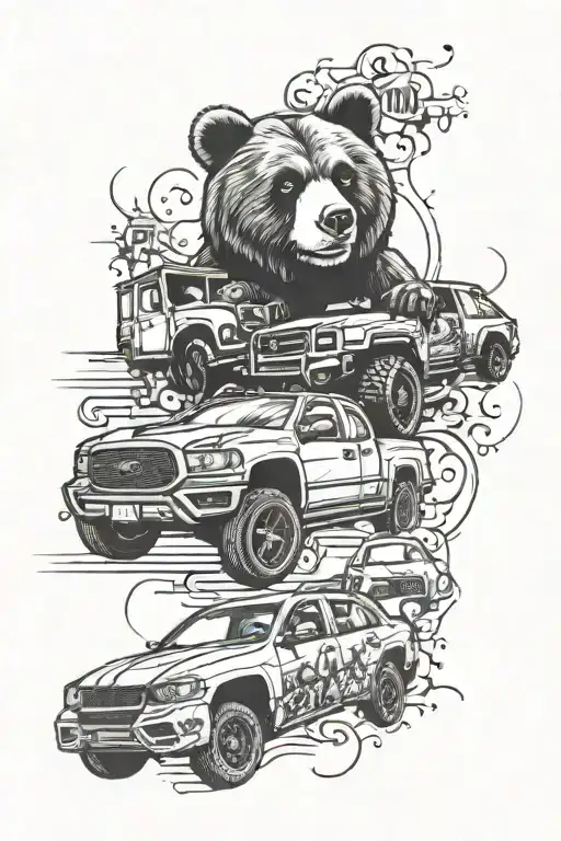 cars bears Cleveland Mexico paintball tattoo design idea
