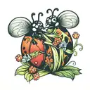 Minnie Mouse lady bug sitting together tattoo design idea