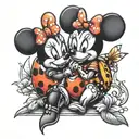 Minnie Mouse lady bug sitting together tattoo design idea