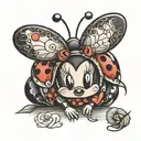 Minnie Mouse lady bug sitting together tattoo design idea