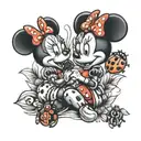 Minnie Mouse lady bug sitting together tattoo design idea
