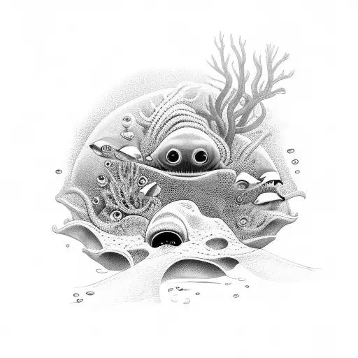 A mesmerizing underwater panorama capturing the beauty of the ocean tattoo design idea