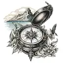 table mountain inside a compass tattoo design idea