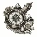 table mountain inside a compass tattoo design idea