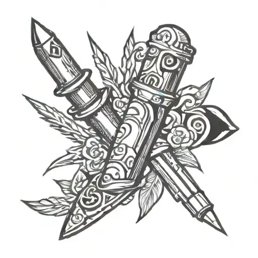 lipstick knife tattoo design idea