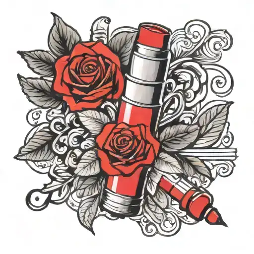 lipstick tube tattoo design idea