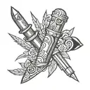 lipstick knife tattoo design idea
