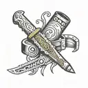 lipstick knife tattoo design idea