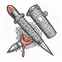 lipstick knife tattoo design idea