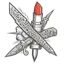 lipstick knife tattoo design idea