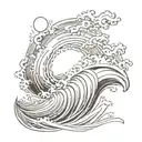 Wave with sun  tattoo design idea
