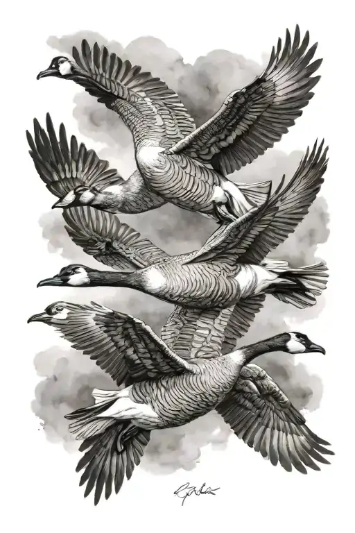 geese flying away tattoo design idea