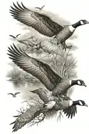 geese hunting scene tattoo design idea