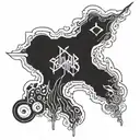 A tattoo design featuring a combination of the logos of Radiohead, Deftones, and The Smiths intertwined with intricate blackwork details tattoo design idea