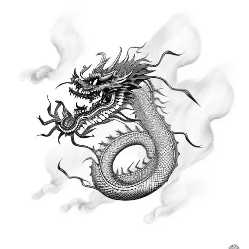 chinese dragon wrapped around a chinese sword tattoo design idea