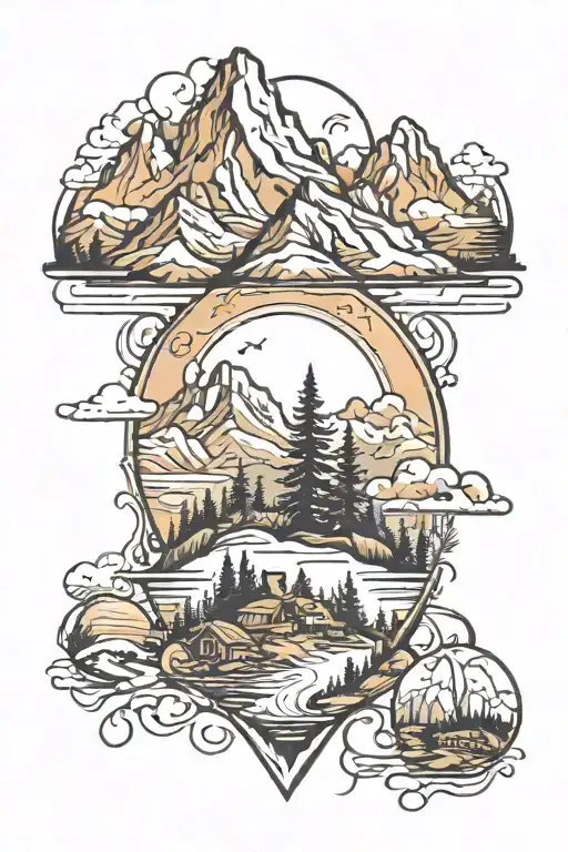mountains and trails   tattoo design idea
