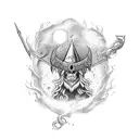 wizard casting spell on a castle tattoo design idea