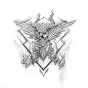 wizard casting spell on a castle tattoo design idea