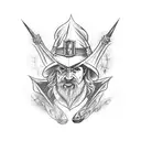wizard casting spell on a castle tattoo design idea