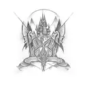 mage with castle tattoo design idea