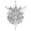 mage with castle tattoo design idea