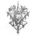 mage with castle tattoo design idea