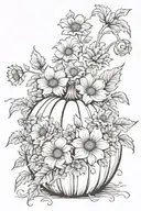 halloween pumpkin with flowers tattoo design idea