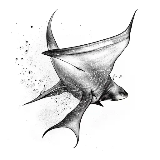 manta ray swimming tattoo design idea