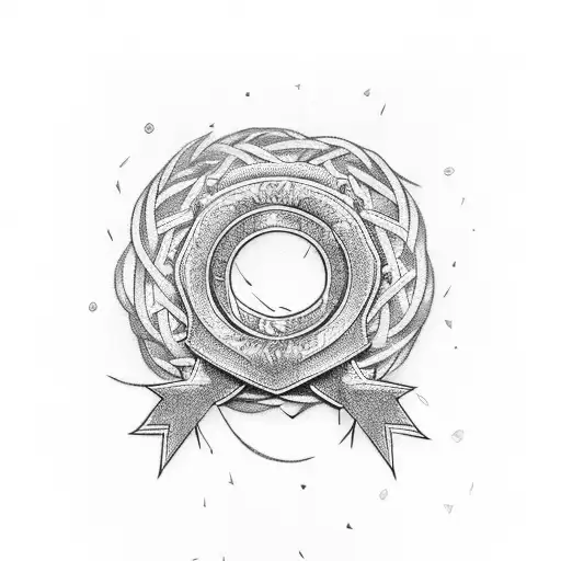 ribbon with charms tattoo design idea