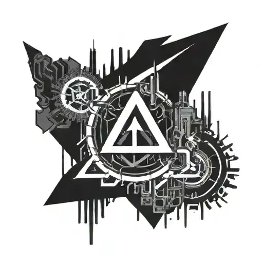 Cyberpunk-inspired hacker symbol incorporating elements of danger tattoo design idea